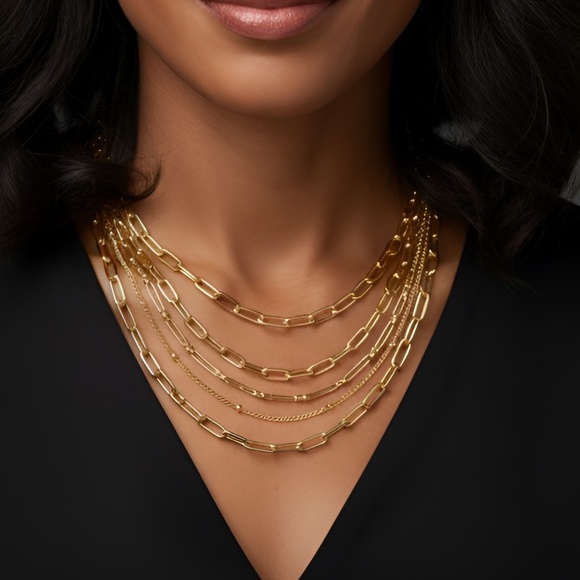 Multi Shape & Chain Necklace - Picture 1 of 4